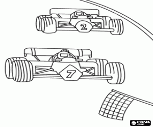 Auto Formula Racing on Formel 1 Rennwagen Die Ziellinie Zu Erreichen Mit Der Karierten Fahne