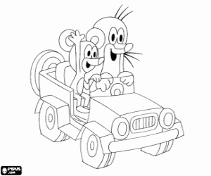 Krtek der kleine Maulwurf der Fahrt mit einem Jeep zusammen mit der ... Krtek der kleine Maulwurf der Fahrt mit einem Jeep zusammen mit der ...